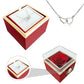 Coffret rose éternelle avec collier coeur d’amour éternel